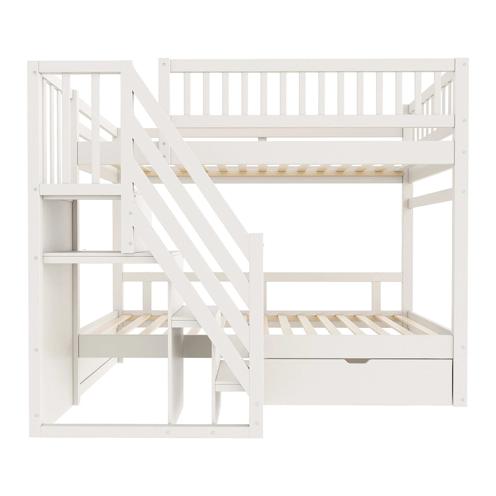 Letto a castello per ragazzi - Xylo - 90x200cm bianco, cassetti integrati