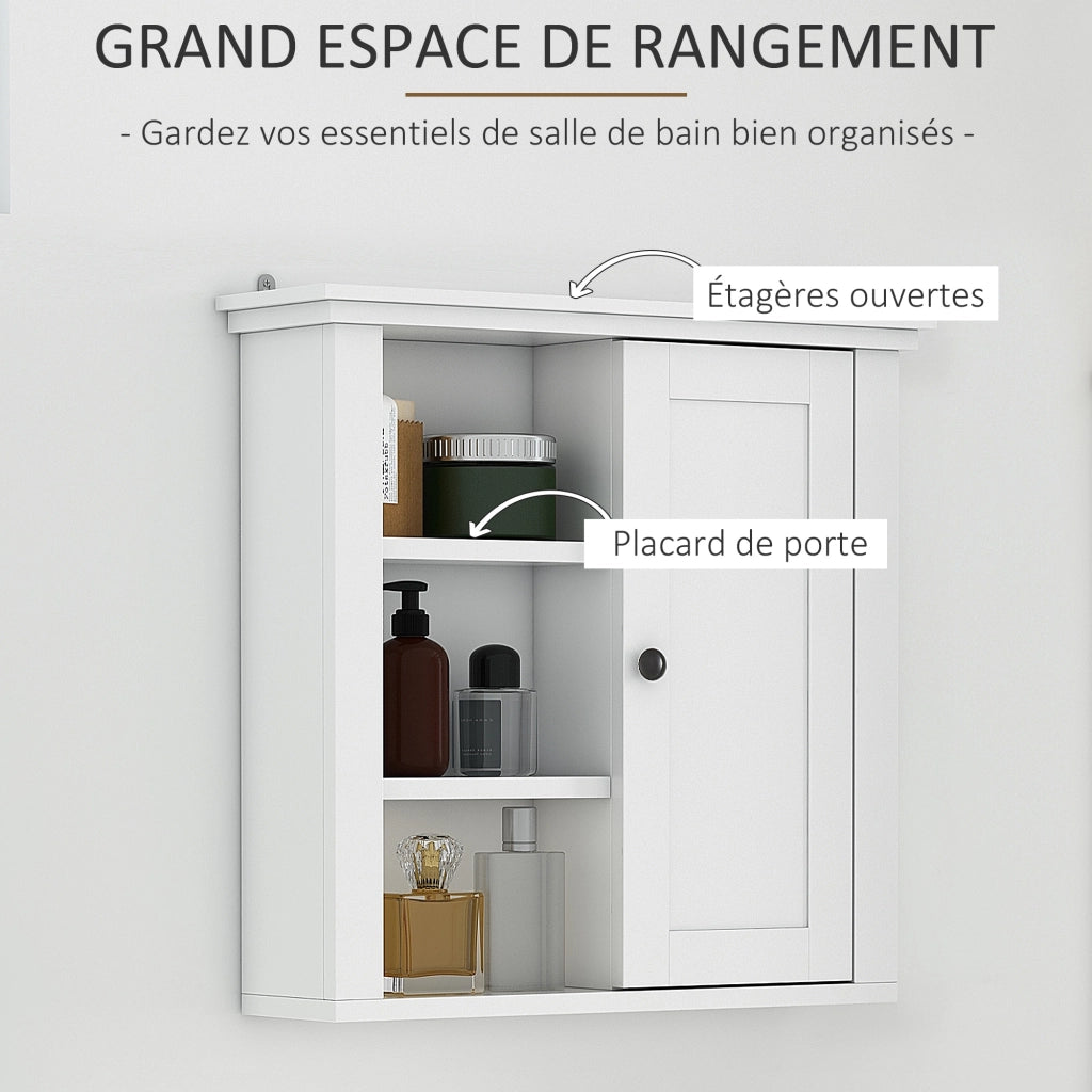 Armadietto da Bagno Sospeso ¨C zephmum ¨C 53x14.5x50.5 cm Bianco Legno
