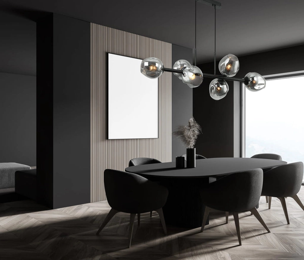 Lampadario Italux Borgo nero fumé acciaio/vetro 6xE27