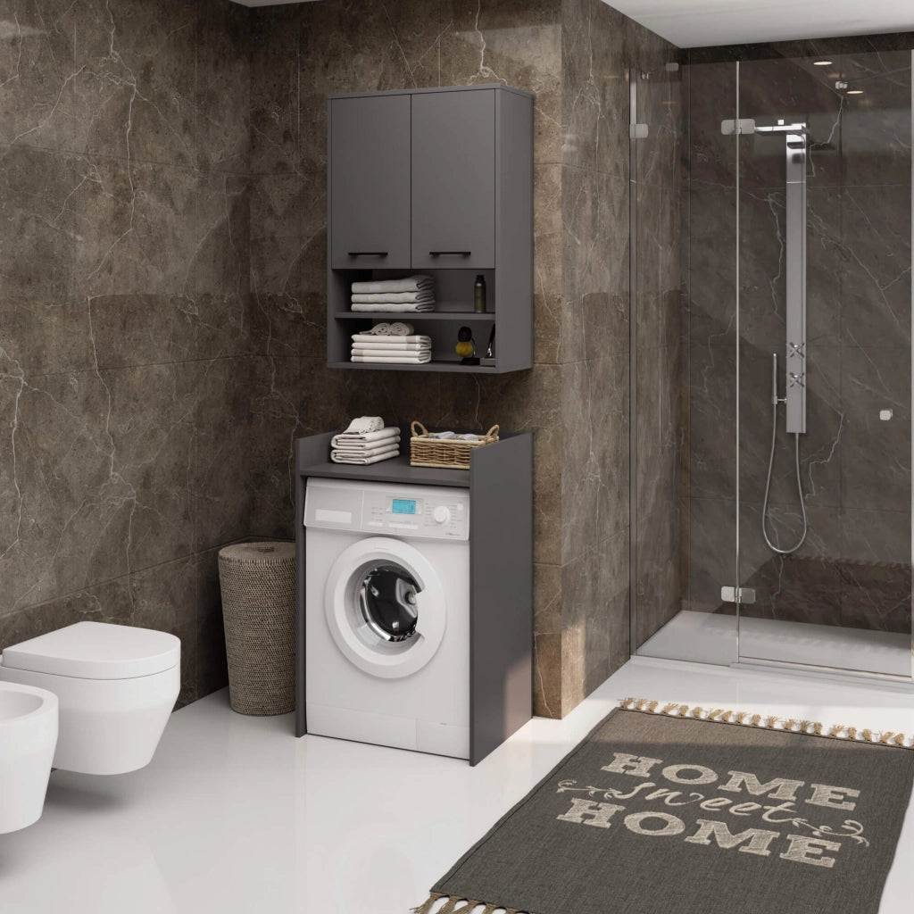 Mobile bagno sospeso AKORD FIN H934 W64 Grigio Grafite 2 ante 64x94x30 cm
