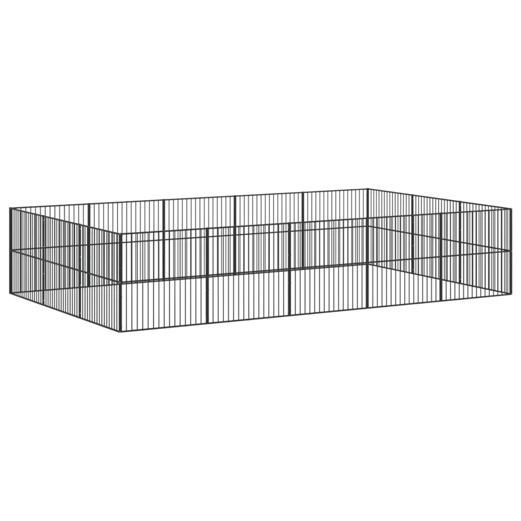 Box per Cani 16 Pannelli Nero Acciaio Zincato 3209555