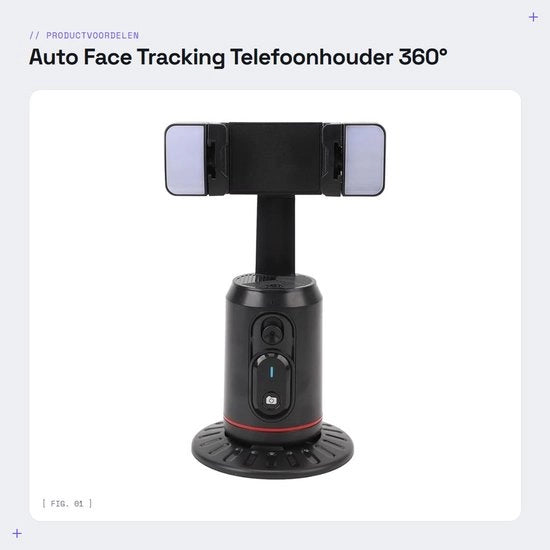 Supporto per Telefono con Tracciamento del Volto Automatico - Rotazione 360° - Supporto Camerino per Videoproduzione - Ricaricabile - Portatile - Ideale per Vlogger...