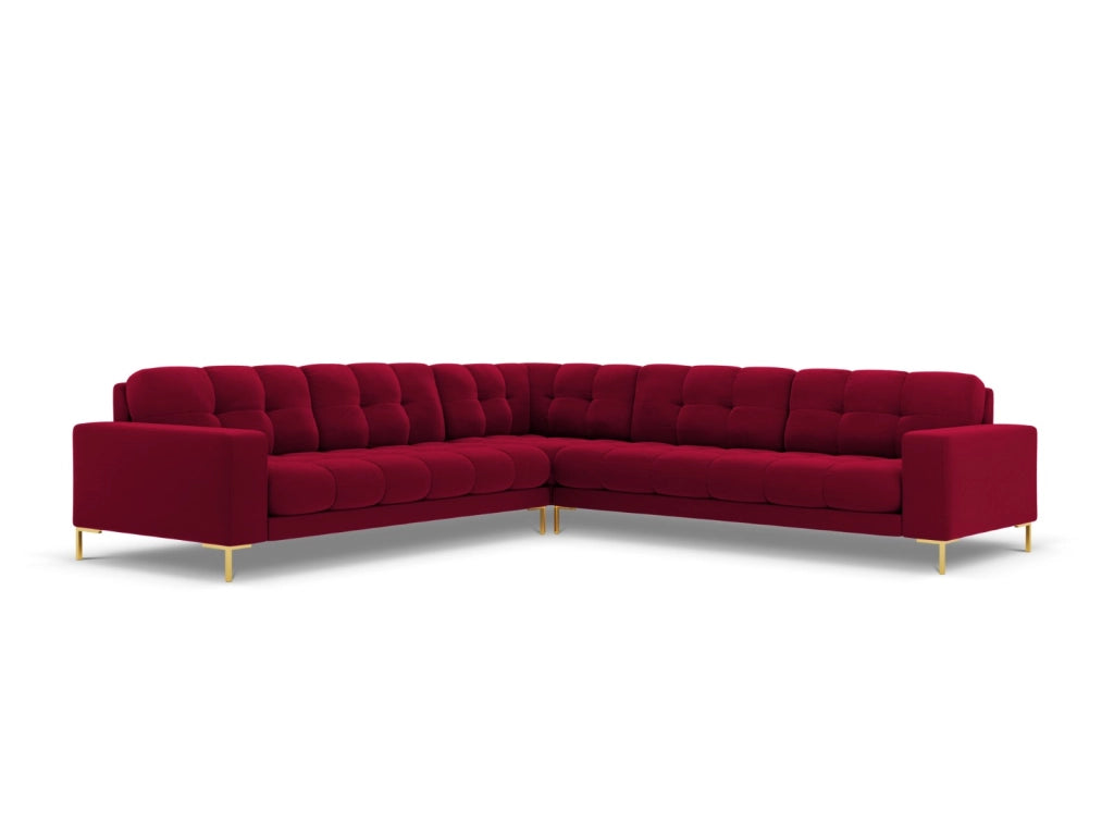 Cosmopolitan Design - Divano angolare reversibile "Bali" 6 posti in velluto rosso 