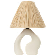 Lampada da tavolo Base in ceramica bianca Paralume in carta naturale Luce da comodino