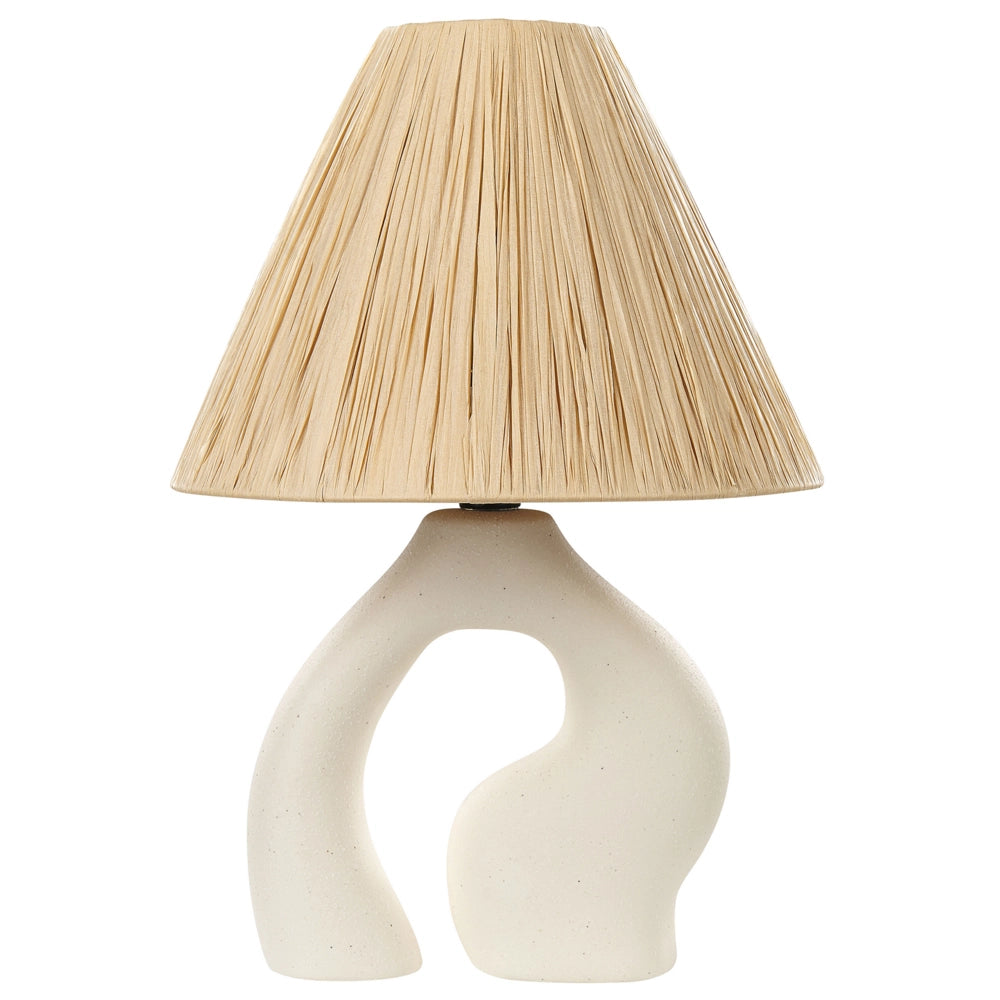 Lampada da tavolo Base in ceramica bianca Paralume in carta naturale Luce da comodino
