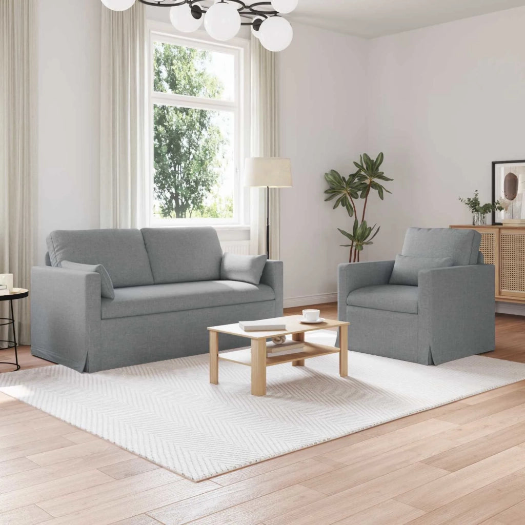 Set di divani 2 pcs Grigio chiaro 158 x 78 x 80 cm Tessuto