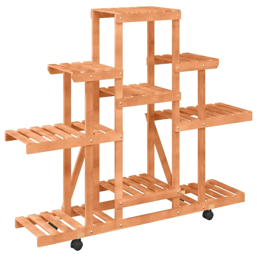 Portafiori/armadietto porta piante con ruote 110 x 25 x 101 cm legno massello di abete marrone 02_0045225