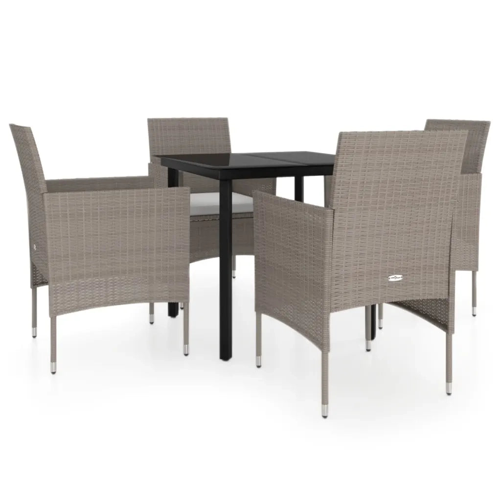 Set da Pranzo da Giardino 5 pz con Cuscini Beige e Nero 3099294