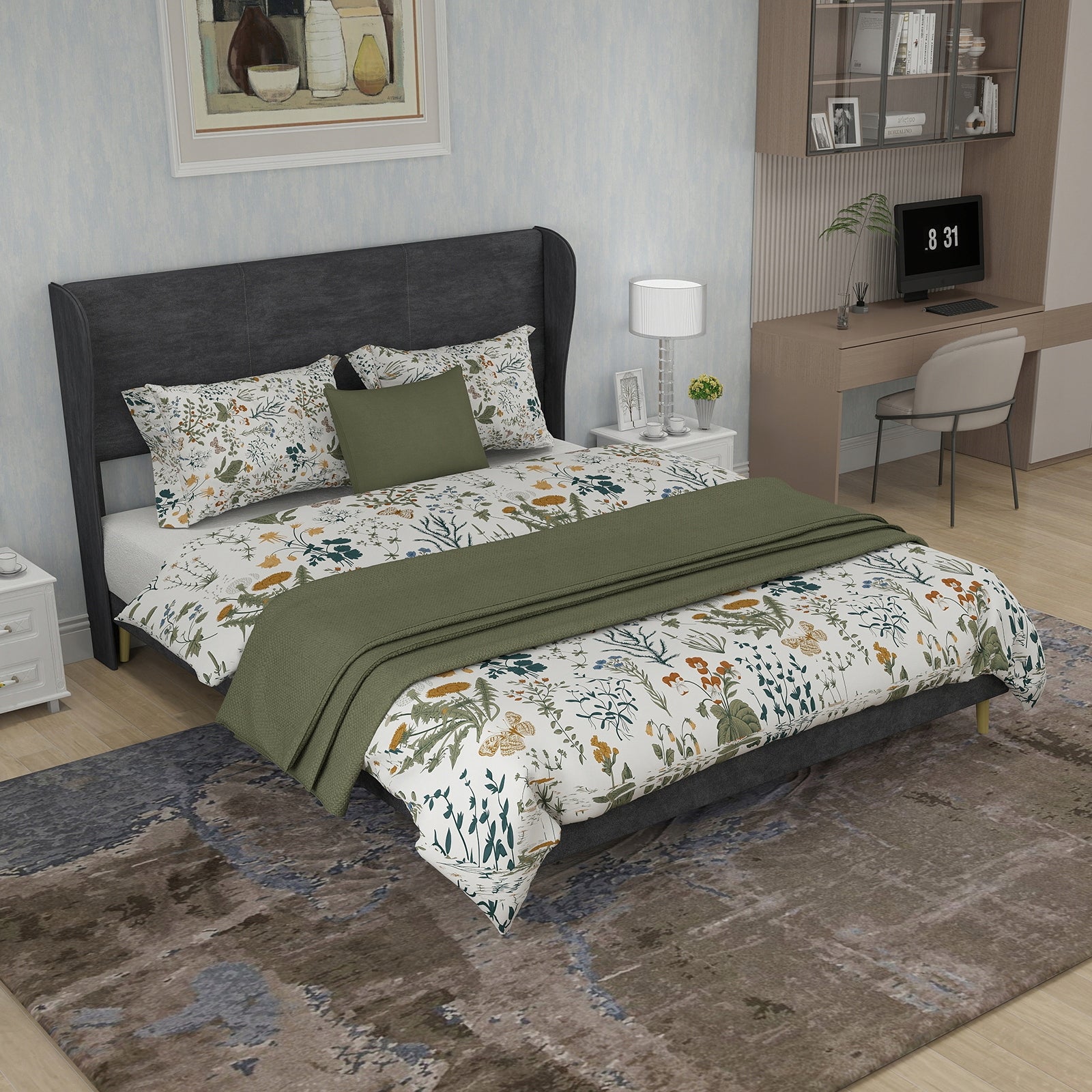 Letto imbottito 140x200 grigio minimalista - Xylo