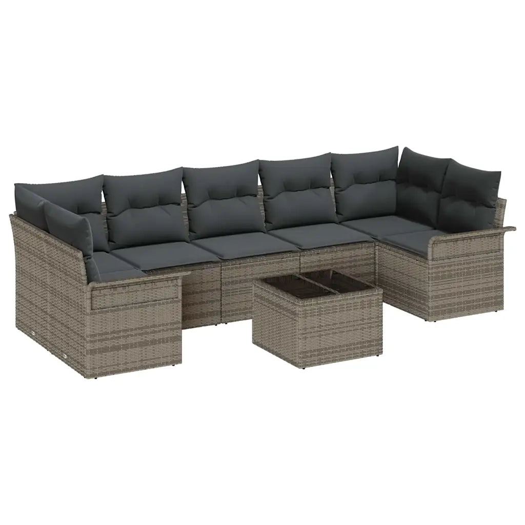 Set Divano da Giardino con cuscino 8 pcs Grigio polyrattan 3353948
