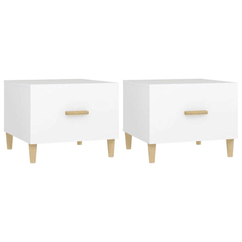 Tavolini da Salotto 2 pz Bianchi 50x50x40 cm Legno Multistrato 812709