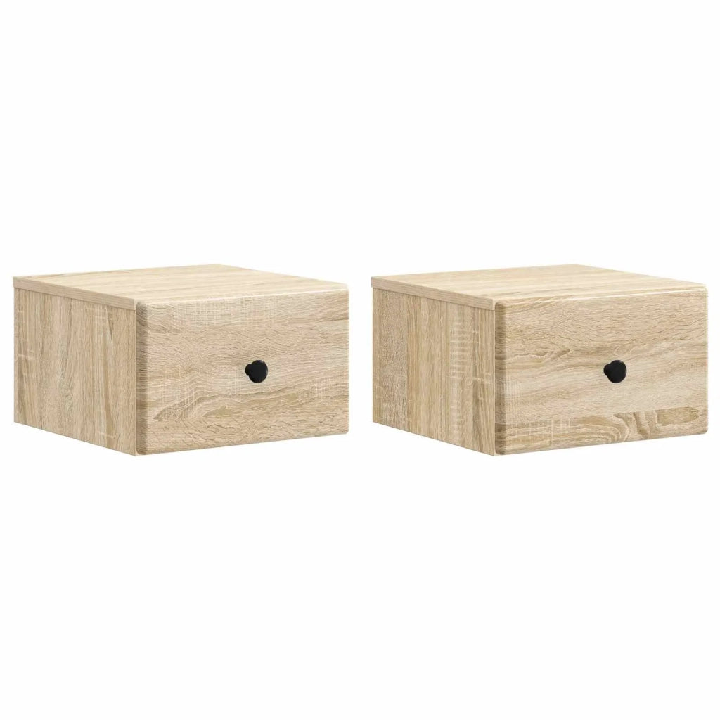 Mobiletto da notte a muro 2 pcs Rovere Sonoma 34,5 x 33 x 20 cm