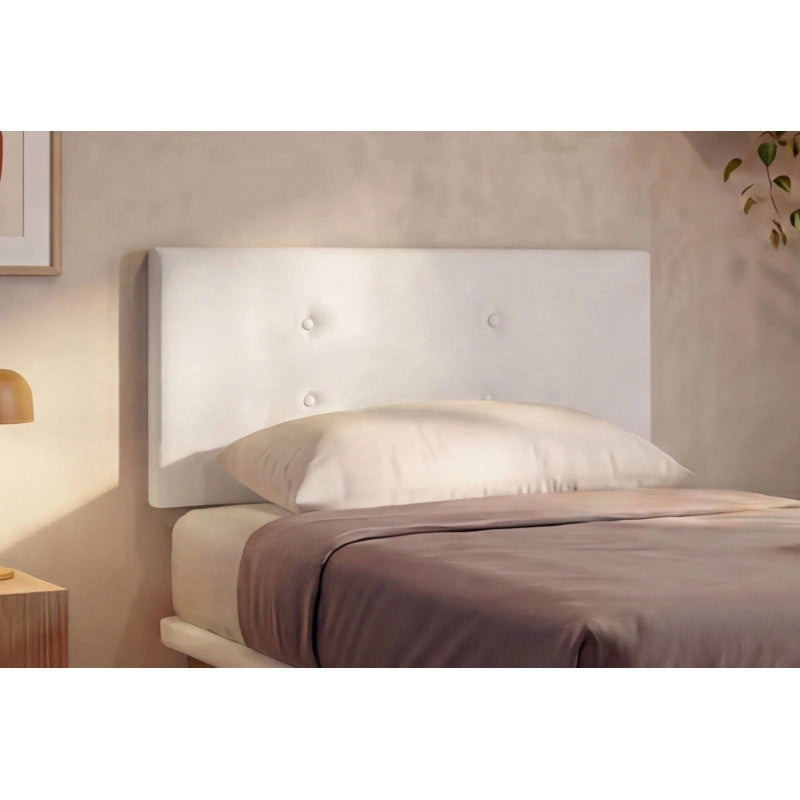 Letto imbottito Singolo 80x200 cm Button - Bianco,Similpelle,Con rete