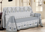 Telo Arredo Multiuso Linea Pensieri Delicati In 100% Cotone Disegno Scoiattolo - Matrimoniale - Grigio