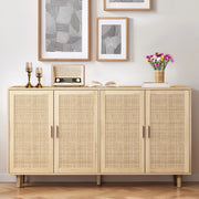 Armadio a 4 Ante in Rattan con Ripiani ¨C Xylo ¨C Bianco, 158 cm