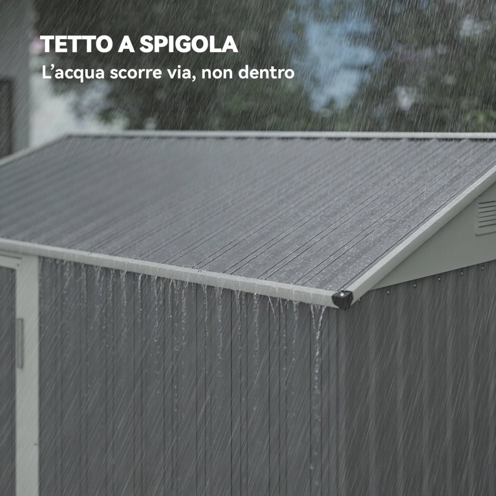 Casetta da Giardino in Acciaio ¨C Xylo ¨C 3.51m2 209x177x236cm Argento con Porta Bloccabile