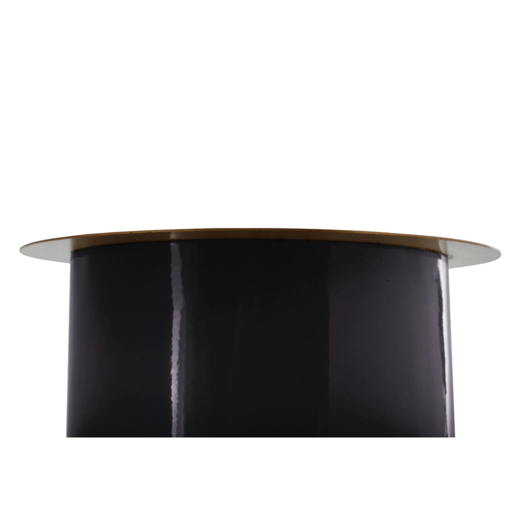 Portacandele da terra Art Deco in ferro nero e oro