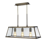 Lampadario Contemporaneo Viaggiatore Acciaio Ottone Vetro 3 Luci E27