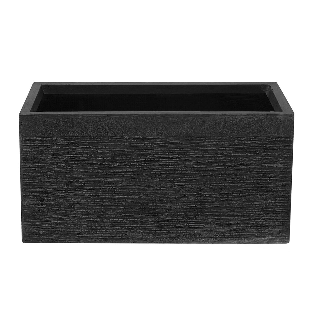 Vaso per piante in fibra di argilla nera 60 x 29 x 30 cm Fioriera rettangolare per interni ed esterni