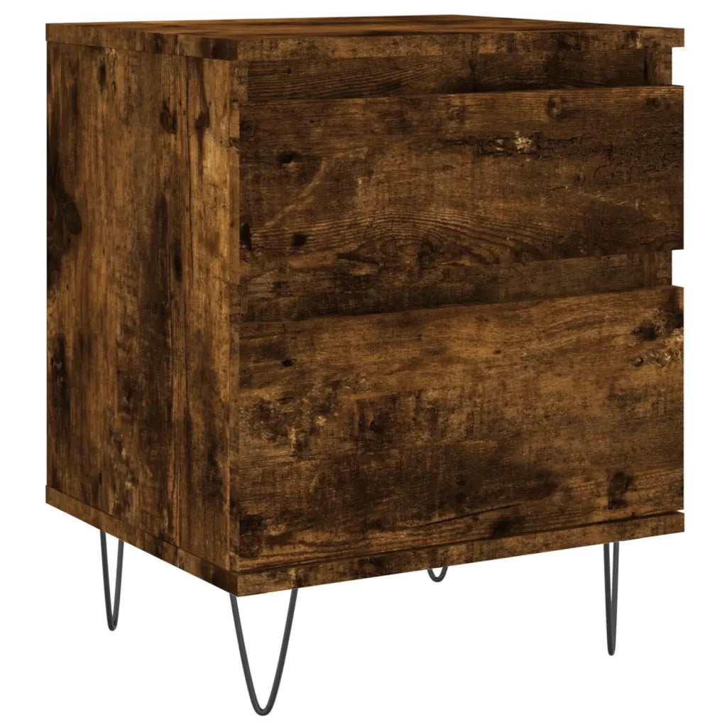 Comodini 2pz Rovere Fumo 40x35x50 cm in Legno Multistrato 830679