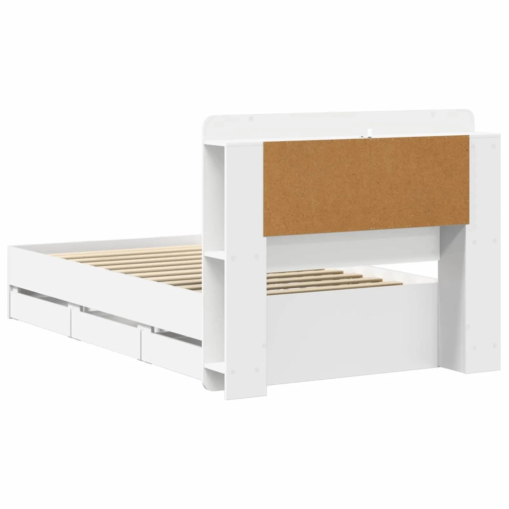 Struttura del letto con stoccaggio e testata Bianco 80 x 200 cm 3434003