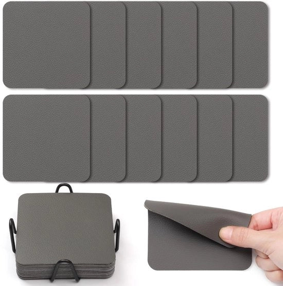 Set di Supporti Quadrati in Vetro 12 pezzi 10 cm Supporti Quadrati in Vetro Antislip con Supporti e Supporti per Supporti (Grigio)