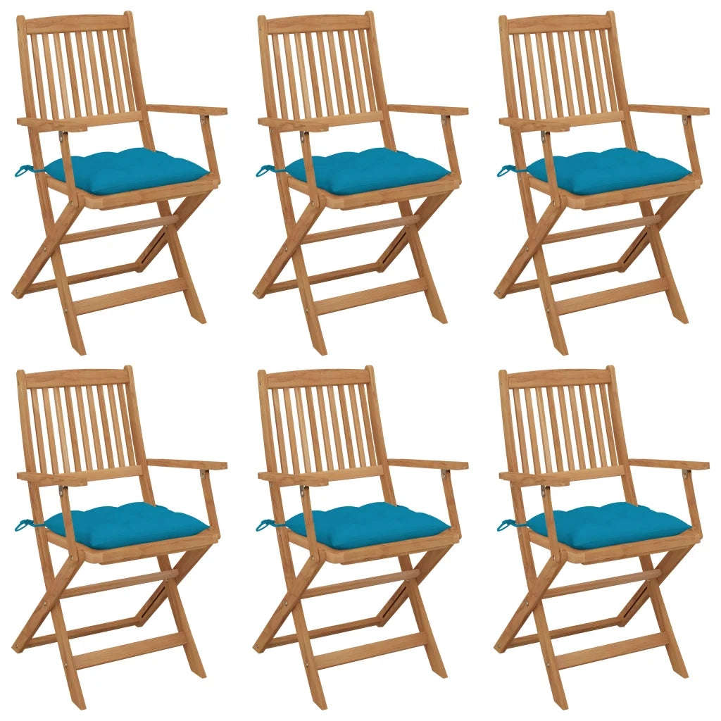 Sedie da Giardino Pieghevoli 6 pz con Cuscini Massello Acacia cod mxl 8468