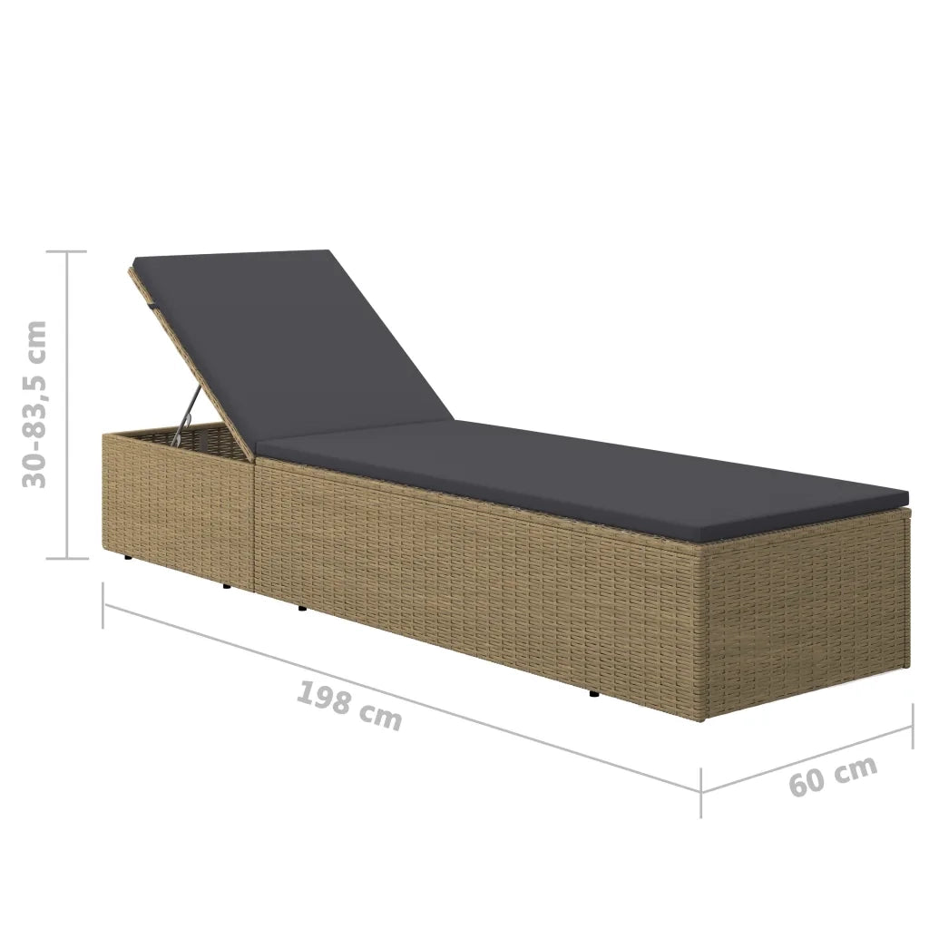Lettino Prendisole | Sdraio da giardino | Lettino da sole in Polyrattan Marrone e Grigio Scuro