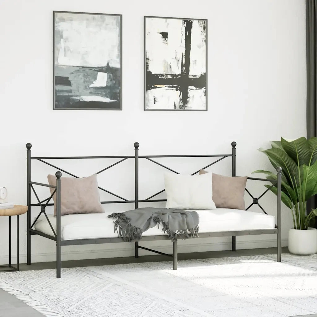 Dormeuse senza Materasso-Divano Letto-Struttura Letto Nero 90x200 cm in Acciaio