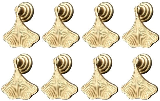 Maniglioni a forma di foglia di ginkgo in oro - decorativi - adatti per armadi e cassetti - finitura in oro