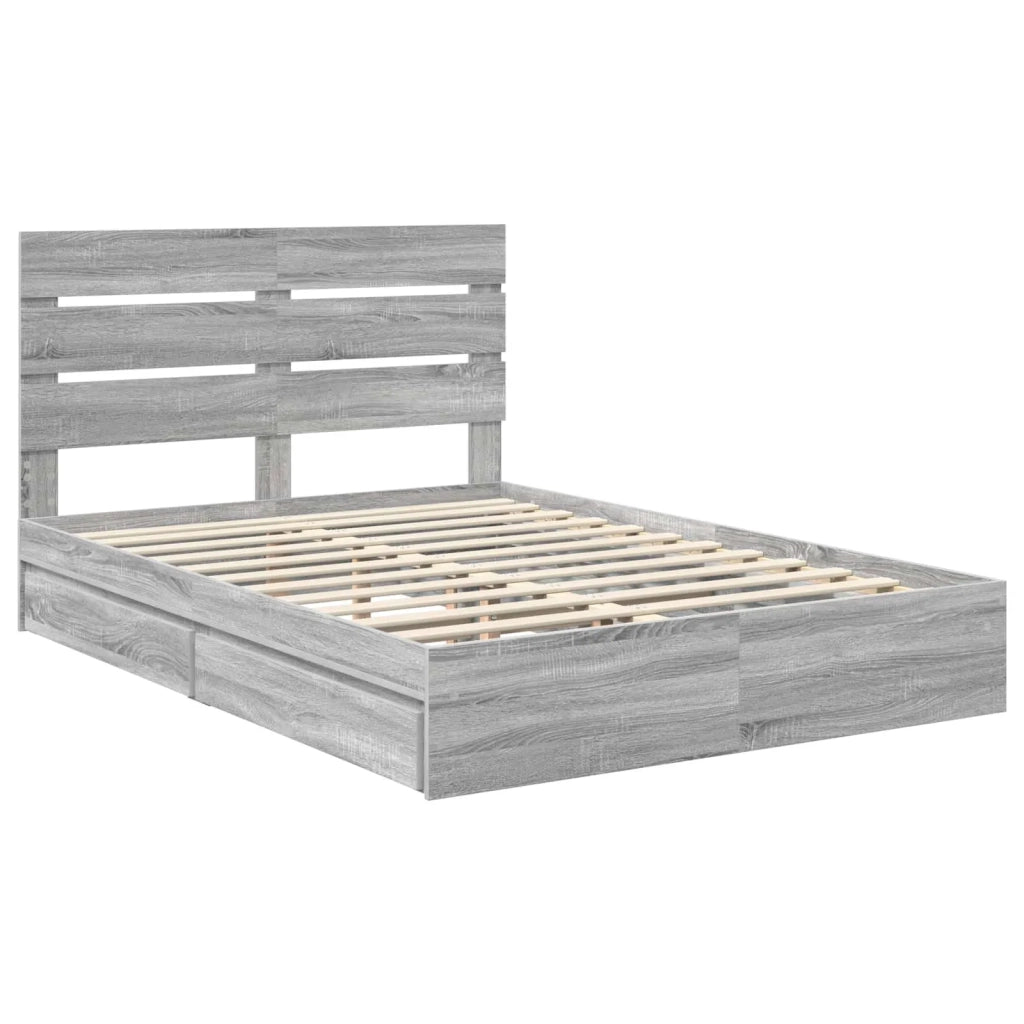 Letto con Contenitore con testiera Grigio Sonoma 150 x 200 cm