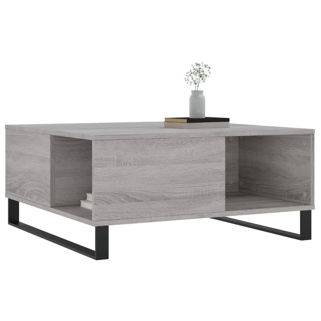 Tavolino Salotto-Tavolino da soggiorno-Tavolo Grigio Sonoma 80x80x36,5 cm Legno Multistrato 877413