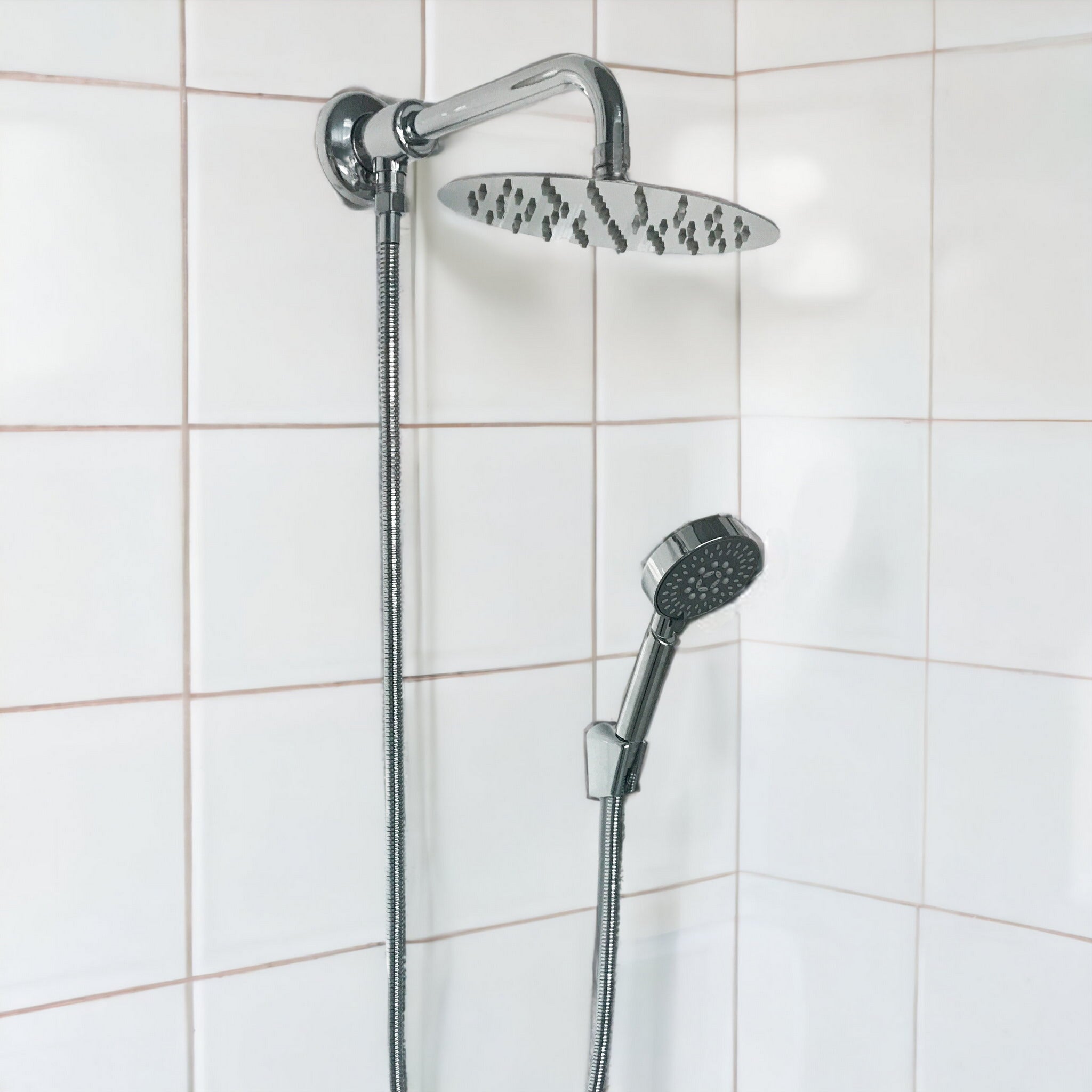 Kit doccia deviatore con doccetta, soffione 20 cm e braccio 30 cm