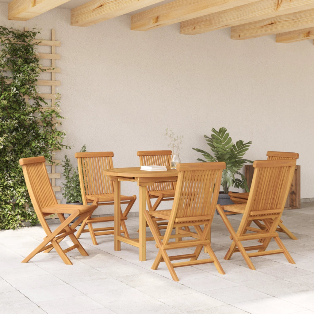 Set da Pranzo da Giardino da 7 Pezzi in Legno Massello di Teak