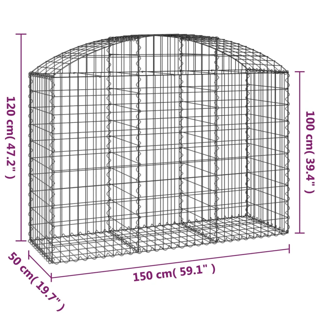 Cesto Gabbione ad Arco 150x50x100/120 cm Ferro Zincato 153455