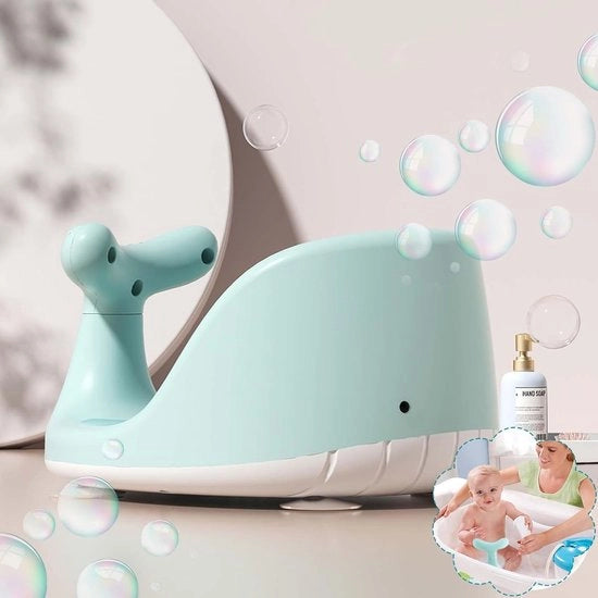 Bagnetto per bambini in forma di balena, bagnetto per bambini seduti per bagni, con 4 presine sicure, per bambini da 6 mesi in su (verde)