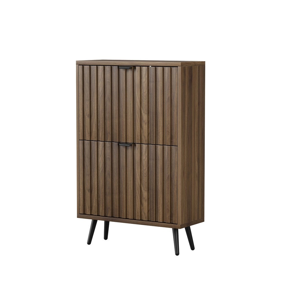 Scarpiera in Legno di Noce ¨C MINIMAL ¨C 60 cm, 2 Ante Ribaltabili, Design Moderno per Ingresso