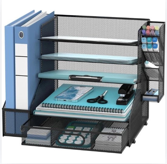 Organizzatore per scrivania - 39,6D x 29,9B x 32,7H CM - Con holder per penne - Nero - Met pennengoedhouder