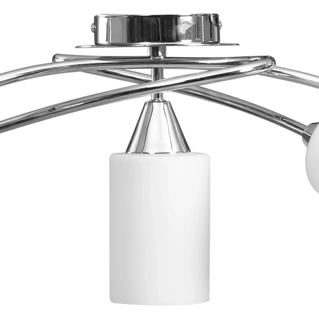 Lampadario Paralumi in Ceramica 5 Lampadine E14 Bianco a Cono 289238