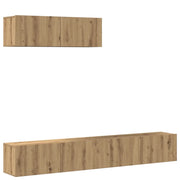 Set Mobile TV 3 pz | Armadietto TV | Mobile Porta TV Montato a Parete Rovere in Truciolato