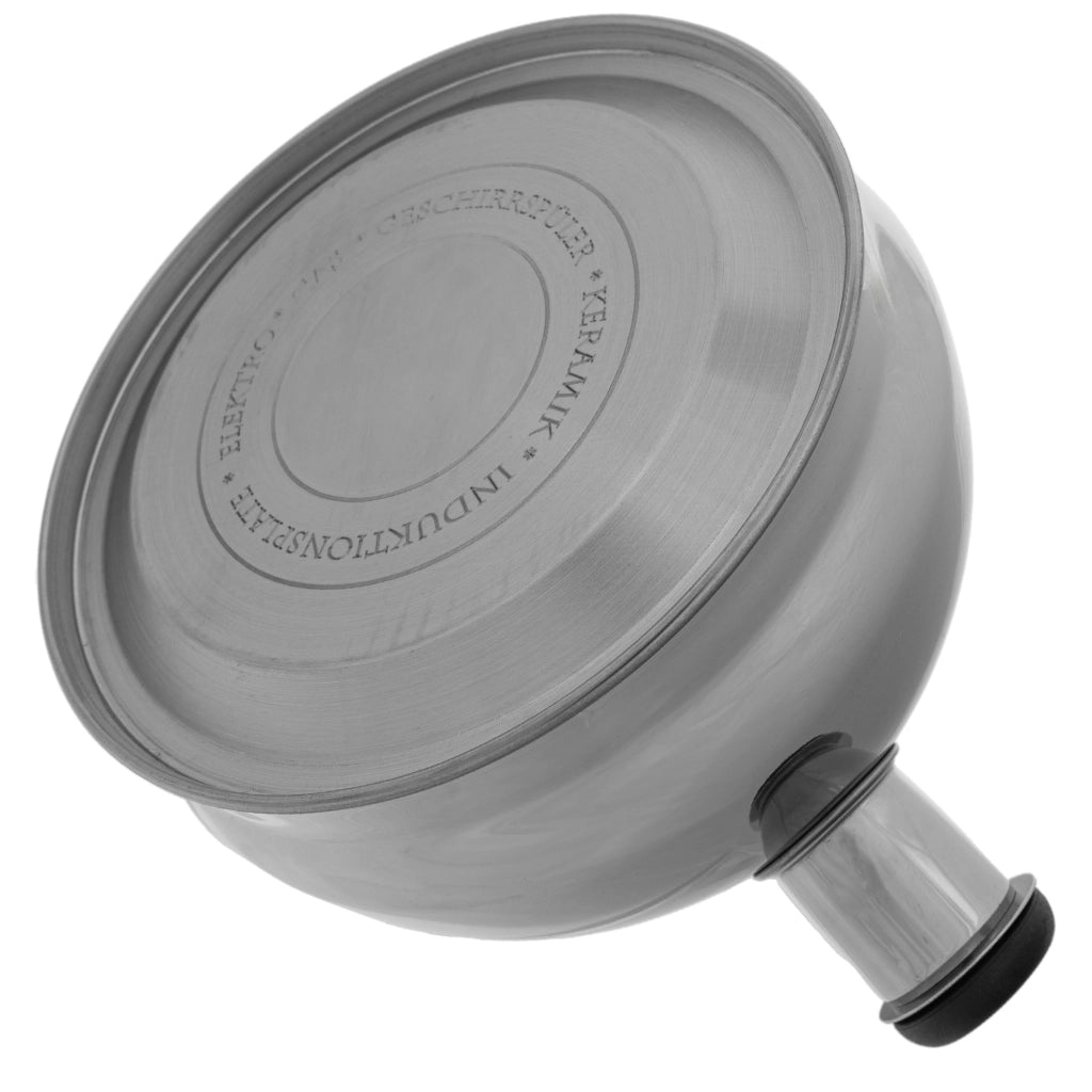 Bollitore a gas/induzione KADAX da 1,8 l con fischietto, in acciaio inox tradizionale, colore argento.