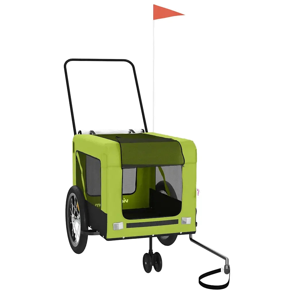 Rimorchio da Bici per Animali Verde e Nero Oxford e Ferro CFW9510666