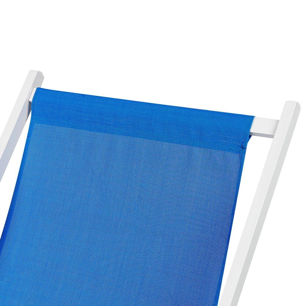 Sedia a sdraio pieghevole e reclinabile per esterno blu e bianco piscina terrazzo giardino