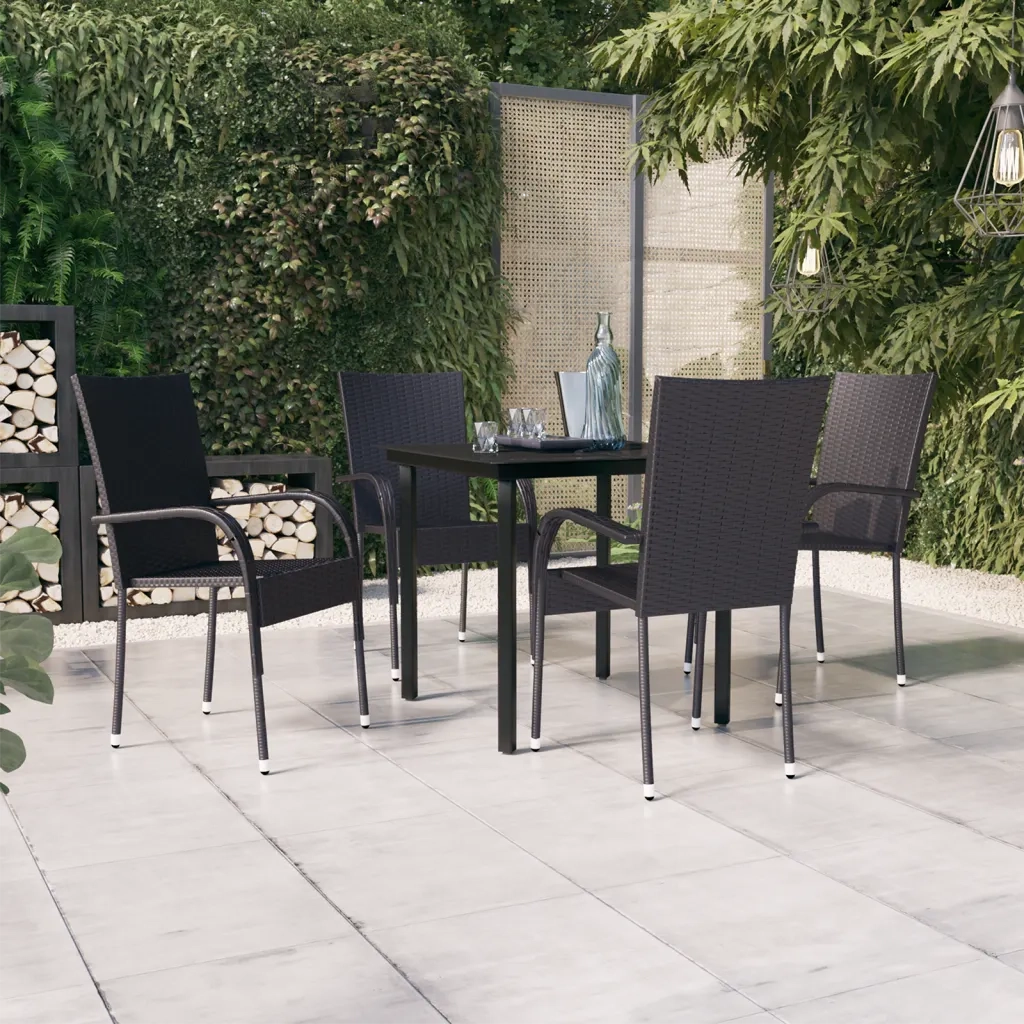 Set Mobili da Pranzo per Giardino 5 pz Nero 3099378