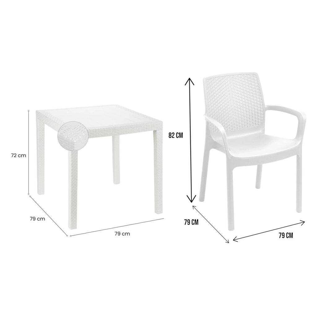 Salottino Outdoor Mataga, set Salotto da Esterno 4 Posti Made in Italy, Bianco