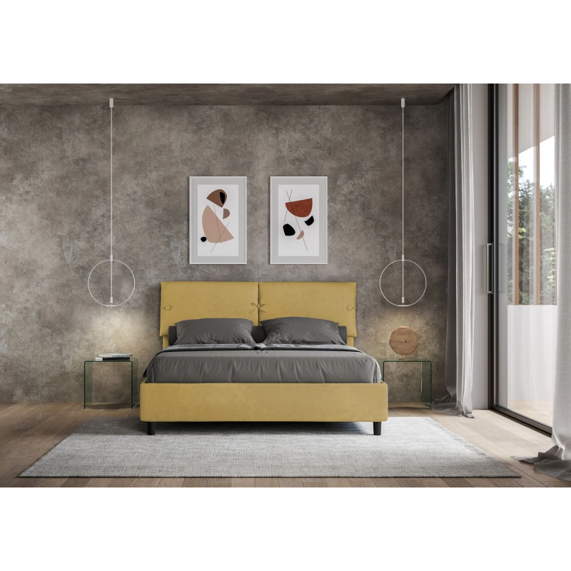 Letto imbottito Matrimoniale 160x200 cm Sleeper - Contenitore,Microfibra,Ocra