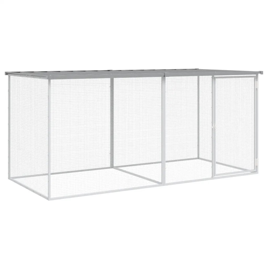 Gabbia per polli con tetto grigio chiaro 203x98x90 cm in acciaio zincato 3189054