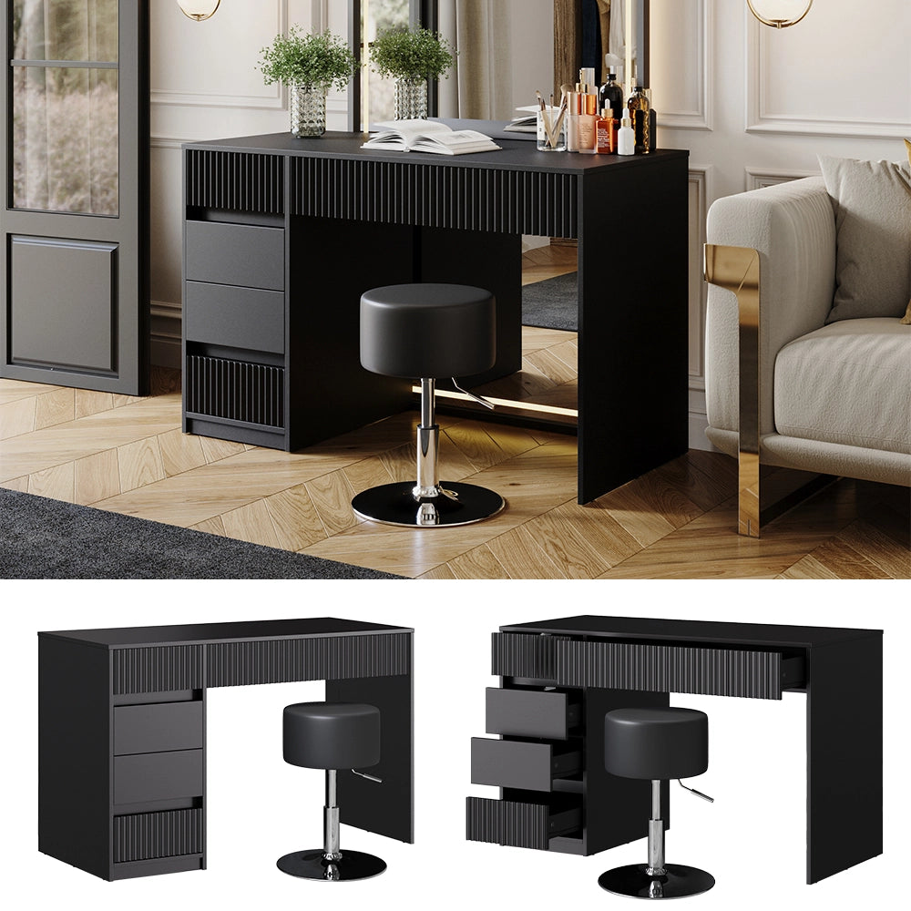 Vicco Tavolino da toeletta Nero 120 cm con sgabello