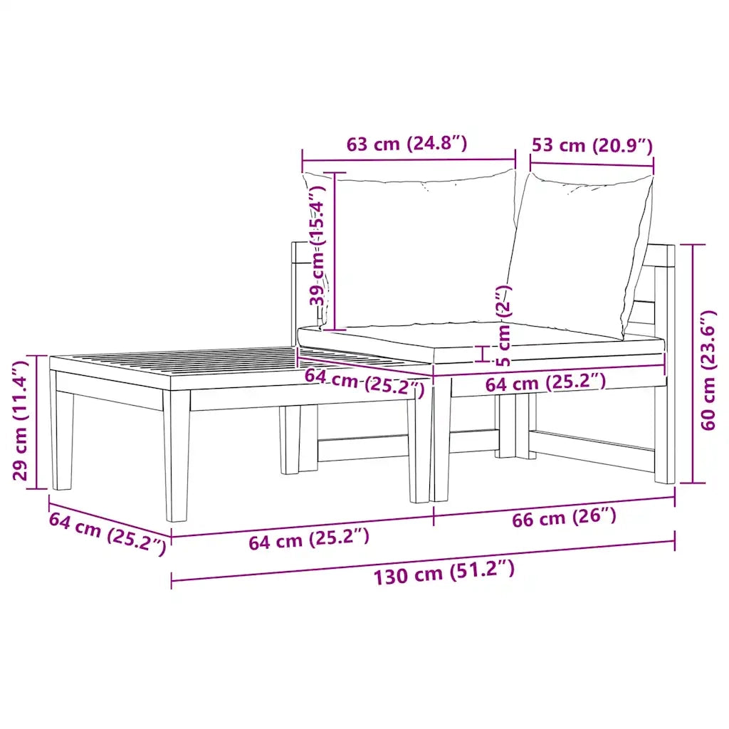 Salotto da Giardino-Set Divani Giardino 2 pz Cuscini Bianco Crema in Legno d'Acacia 713799