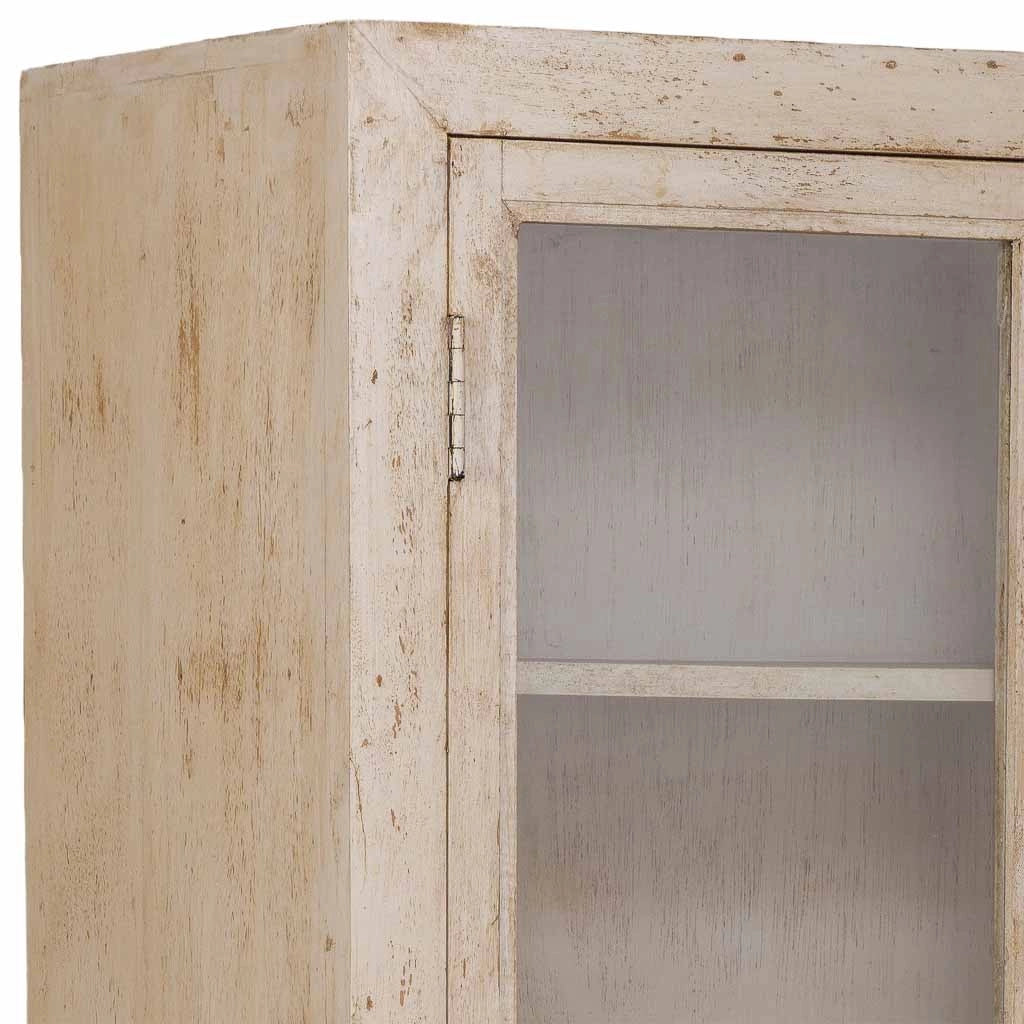 Vetrina in legno beige fatta a mano 80x40x180h cm